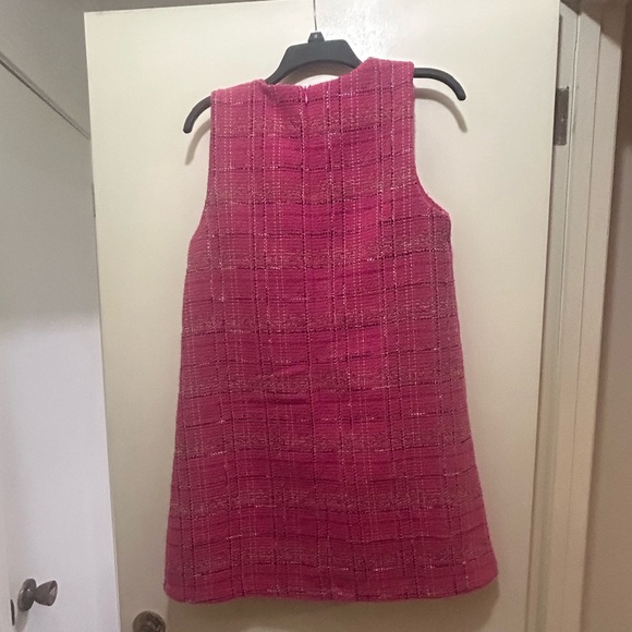 Entro Fuchsia Plaid Mini Dress with Gold Buttons - Picture 2 of 5